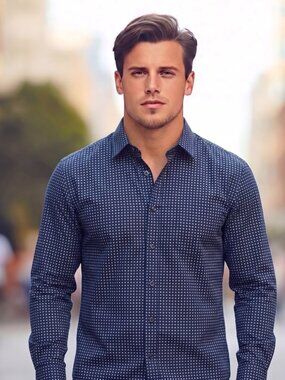 Robert Graham NWOT Blue Diamond Print Dress Shirt